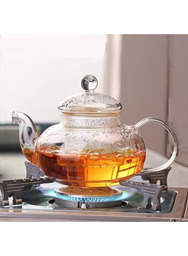 Glass Teapot with Removable Clear Infuser 20.3oz/ 600ml Stove Top & Microwave Safe Borosilicate Glass Kettle with Loose Leaf Tea Strainer For Flower Blooming Tea - Image 4